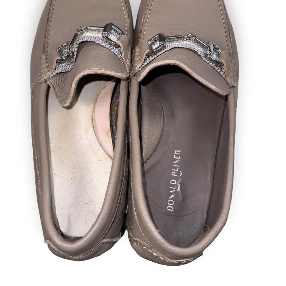 Donald Pliner Dacio Horse‎ Bit Driving Leather Loafers Beige Men's 13